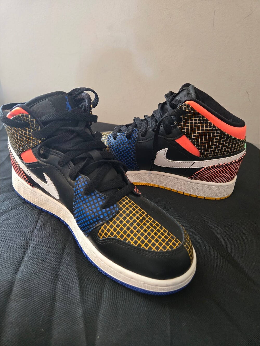 Air Jordan 1 Mid GS “Blueprint/Grid” Multicolor Sneakers Youth Sz 6Y women’s 7.5